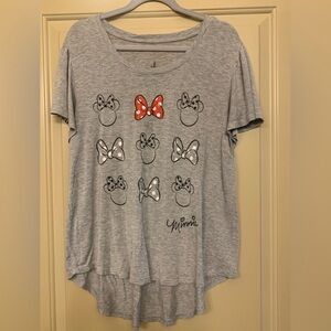 Minnie Mouse Gray T-Shirt with Red and White Accents